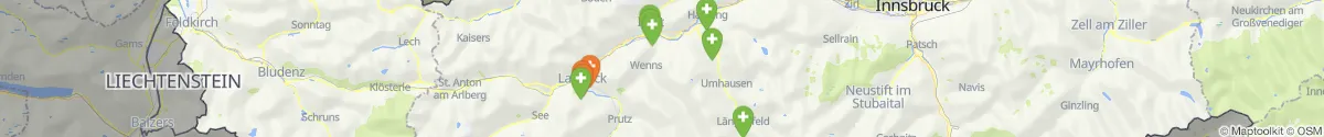 Kartenansicht für Apotheken-Notdienste in der Nähe von Fließ (Landeck, Tirol)